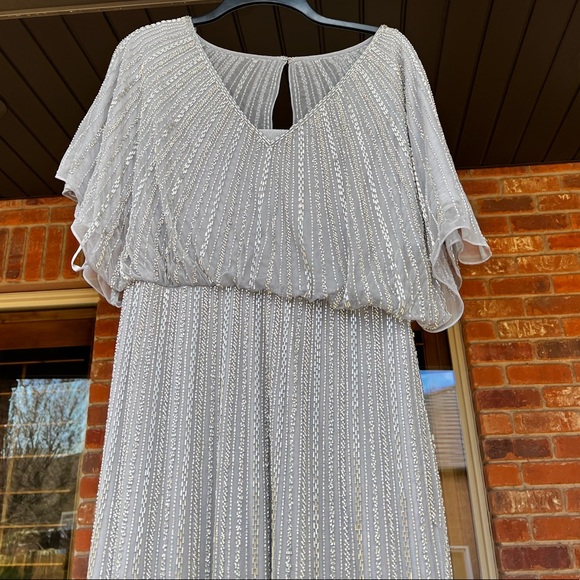 monsoon grey embellished dress La Grey Rhinestone Embellished Pleated Maxi Dress, S / Grey